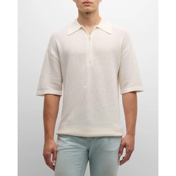 SER.O.YA Archer Knit Zip Polo Men’s Oversized Ivory XL NWOT $198 - Picture 1 of 11
